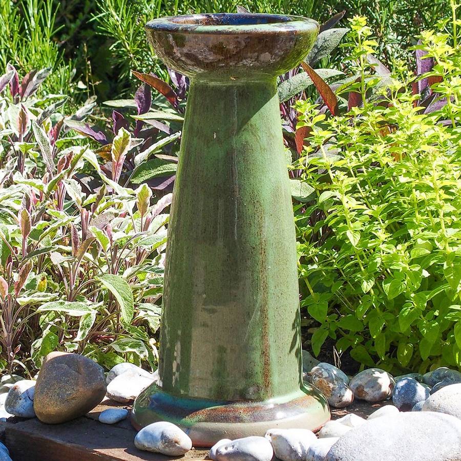 bird bath stand / ceramic glazed echoes by garden selections ...