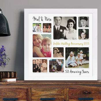 Personalised Golden Wedding Anniversary Photo Collage, 4 of 8