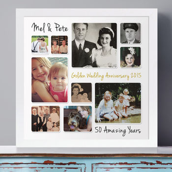 Personalised Golden Wedding Anniversary Photo Collage, 5 of 8