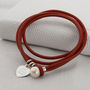 Personalised Silver And Leather Pearl Clasp Bracelet, thumbnail 5 of 12