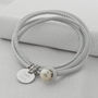 Personalised Silver And Leather Pearl Clasp Bracelet, thumbnail 6 of 12