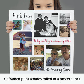 Personalised Ruby Wedding Anniversary Photo Collage By Cherry Pete