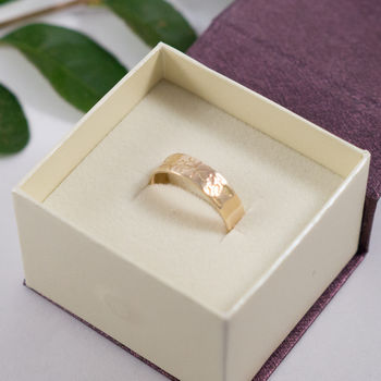 Botanical Wedding Bands In 14ct Yellow Eco Gold, 8 of 12