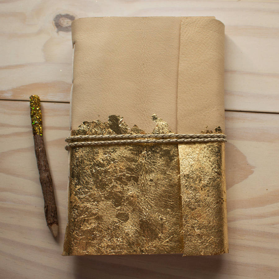 gold leaf smoke deer leather journal by chubbawuck | notonthehighstreet.com