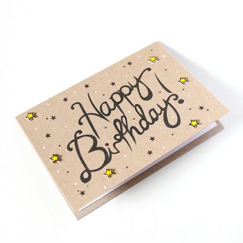 Happy Birthday Card, Hand Lettered Card With Stars, 3 of 5