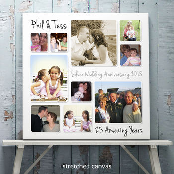 Personalised Silver Wedding Anniversary Photo Collage, 7 of 8