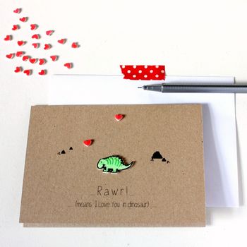 Dinosaur Anniversary Card, Rawr Means I Love You, 5 of 6