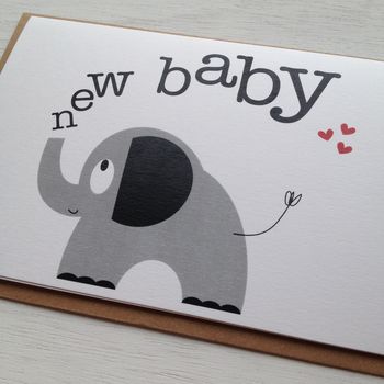 Elephant 'New Baby' Card With Elephant Sticker, 4 of 5
