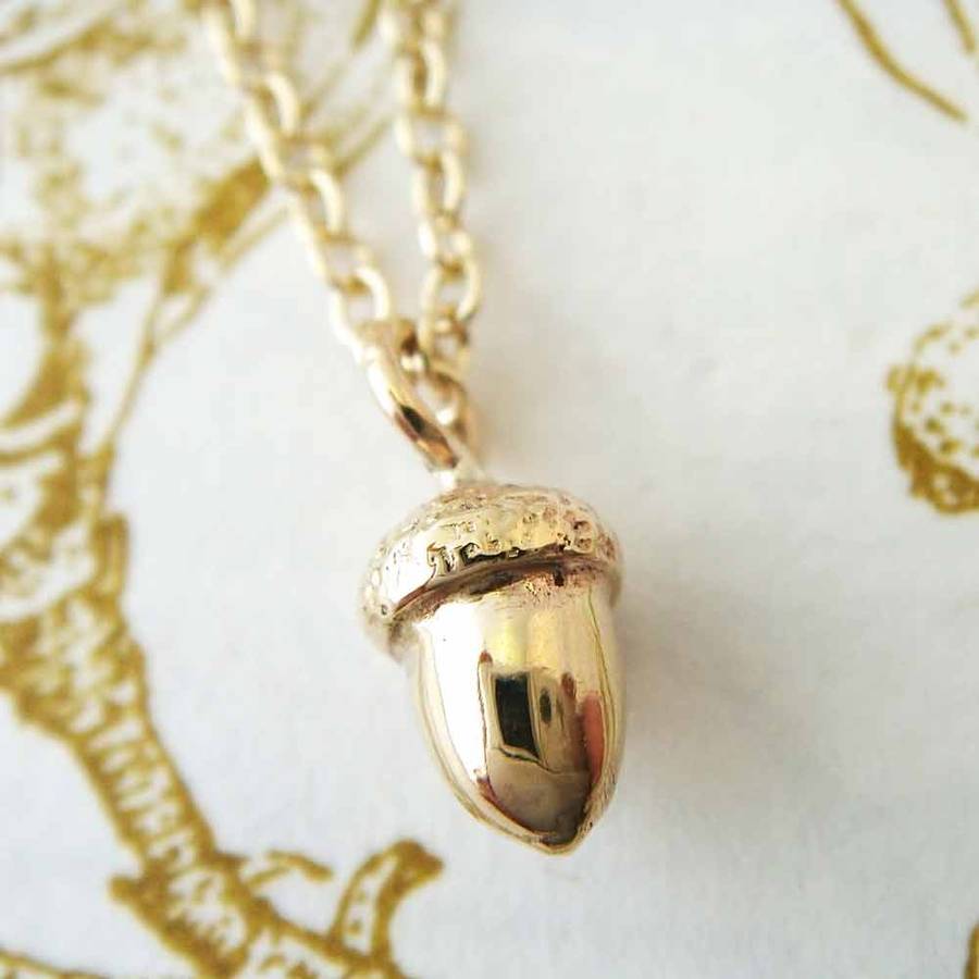 gold acorn necklace by heather scott jewellery
