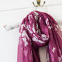 Maroon Butterfly Print Scarf, thumbnail 2 of 3
