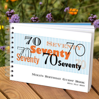 Personalised Mens 70th Birthday Guest Book, 2 of 6