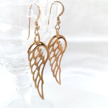 18ct Gold Plated Sterling Silver Angel Wing Earrings, 2 of 8