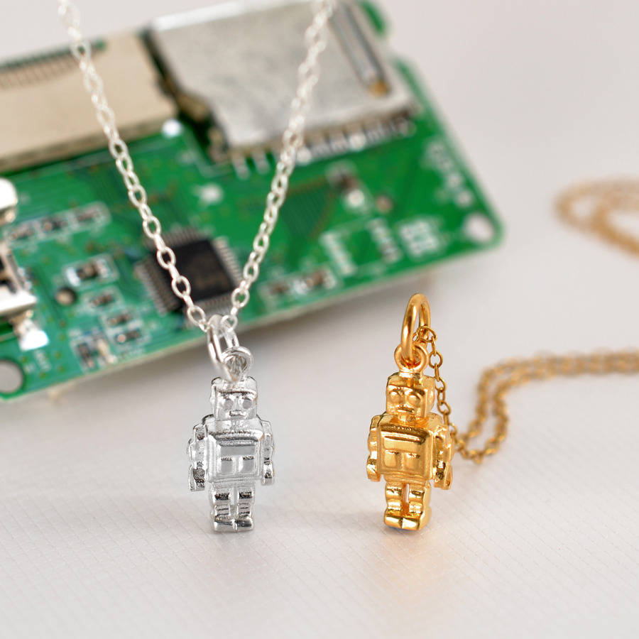 robot necklace with personalised gift message by lily charmed ...