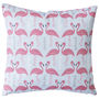 A Flamingo Flourish Cushion, Ice Blue, Mini Or Medium, thumbnail 1 of 5