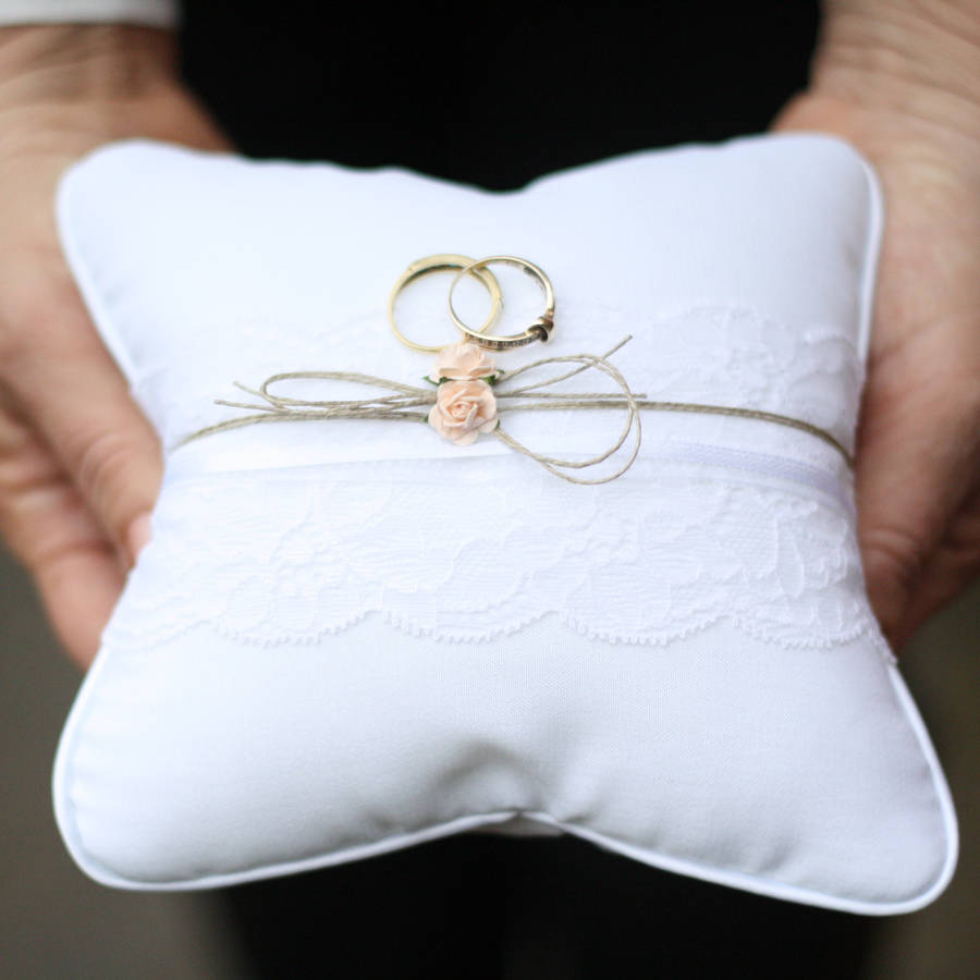 lace and twine ring cushion by the wedding of my dreams  