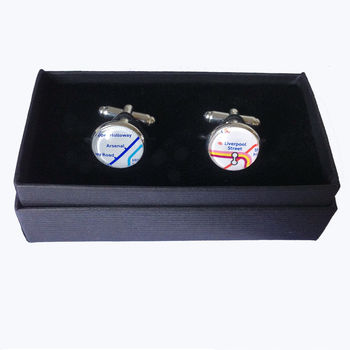 Personalised Silver Plated London Tube Map Cufflinks, 3 of 3