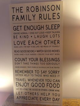Subway Style Family Rules Wood Print, 2 of 3