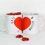 Personalised Love Heart Mugs Pair With Chocolates, thumbnail 1 of 3