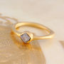 Raw Diamond April Birthstone Gold Plated Silver Ring, thumbnail 2 of 4