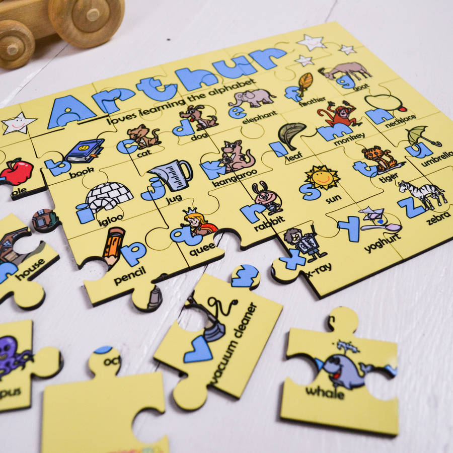 personalised wooden alphabet  puzzle  by meenymineymo 