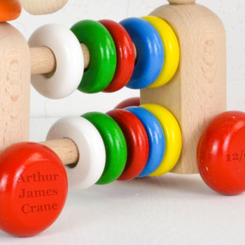 Personalised Wooden Dog Abacus Rattle Toy, 2 of 3
