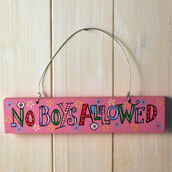 No Boys Allowed Wooden Door Sign, 2 of 2