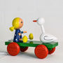 Personalised Wooden Girl And Duck Pull Along Toy, thumbnail 1 of 2