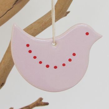 Ceramic Chick / Robin / Heart Hanging Decoration, 3 of 12