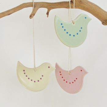 Ceramic Chick / Robin / Heart Hanging Decoration, 2 of 12