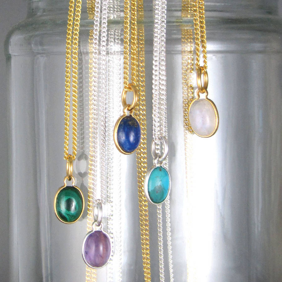 Gemstone Cabochon Necklace By Black Pearl