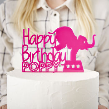 Circus Elephant Personalised Birthday Cake Topper, 2 of 5