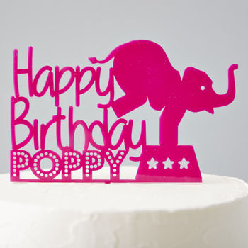 Circus Elephant Personalised Birthday Cake Topper, 5 of 5