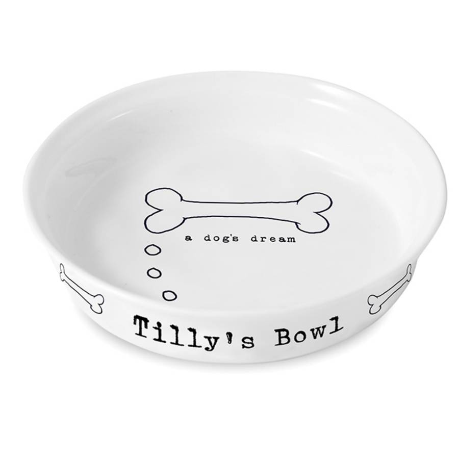 Personalised Ceramic Dog Bowl Dogs Dream By Jonny's Sister