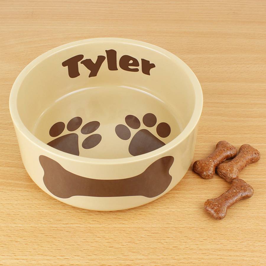 Ceramic Brown Dog Bowl Paws By Jonny's Sister