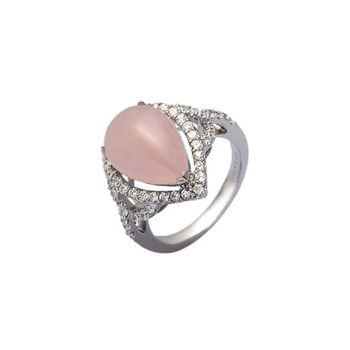 Pear Drop Rose Quartz 925 Sterling Silver Ring, 2 of 6