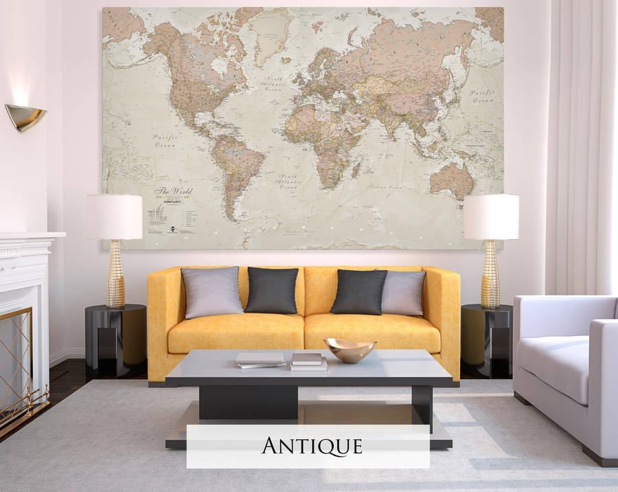giant sized canvas world map by maps international