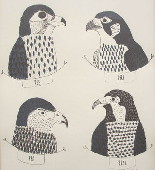 Art Print 'Birds Of Prey' A Two Colour Screen Print, 3 of 3