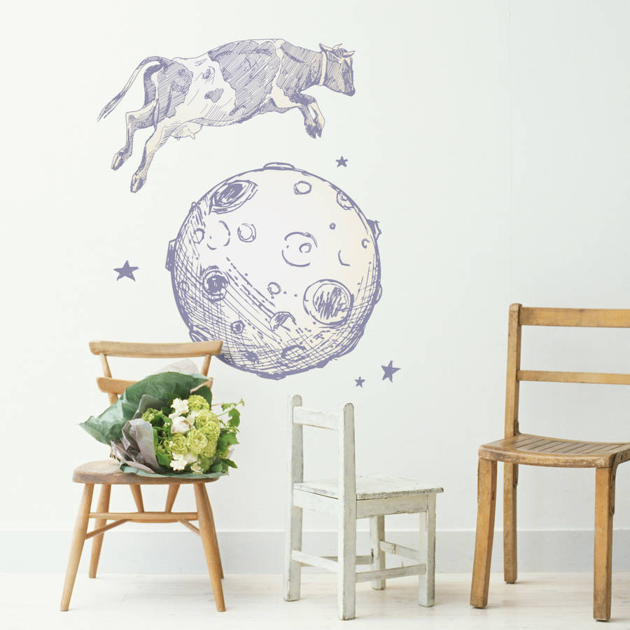 Cow Jumps Over The Moon Wall Sticker, 1 of 5.