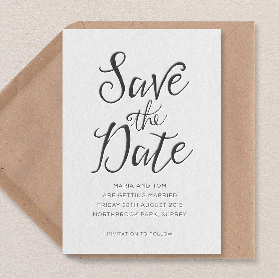 calligraphy letterpress save the date by print for love ...