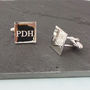 Silver Square Personalised Engraved Cufflinks, thumbnail 1 of 5