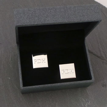 Silver Square Personalised Engraved Cufflinks, 2 of 5