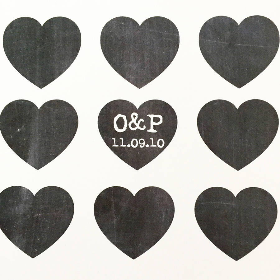 personalised chalkboard heart print by sweetlove press
