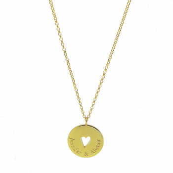 Personalised Disc Pendant With Cut Out Heart Detail, 3 of 7