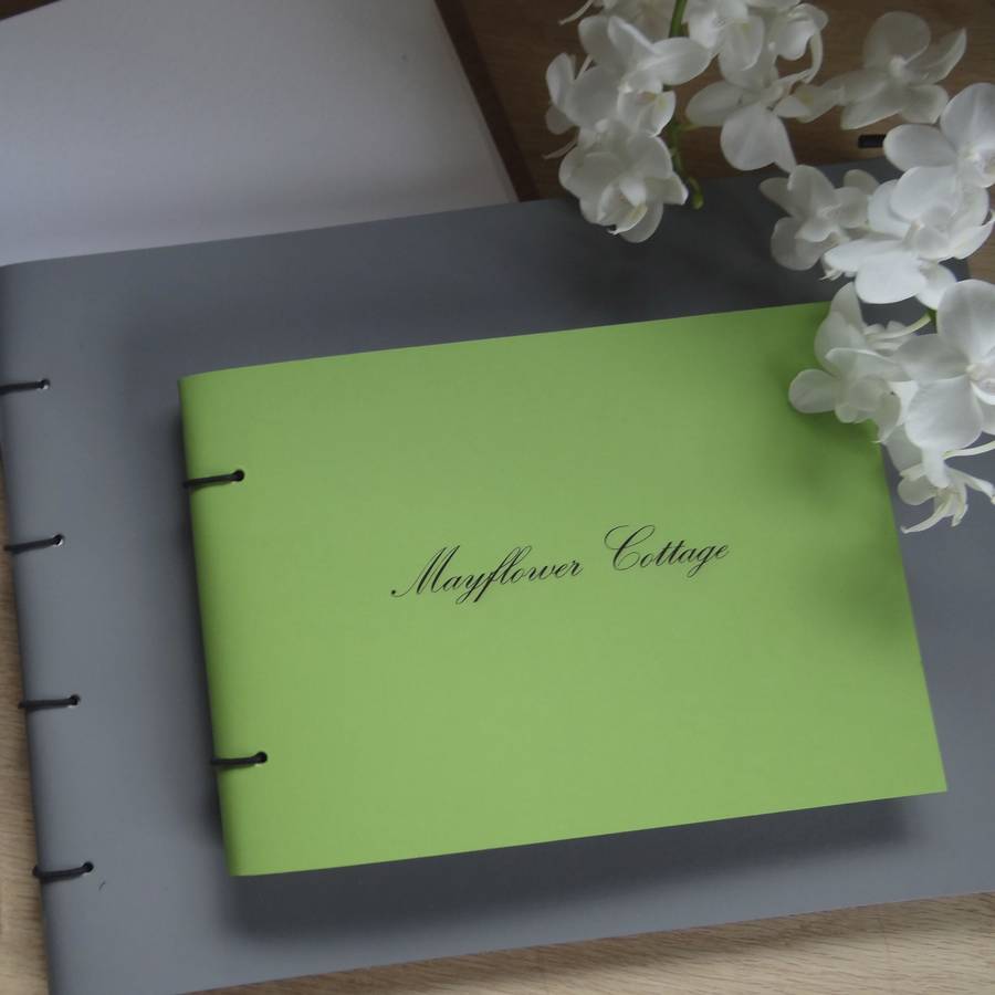 engraved leather visitors book by artbox