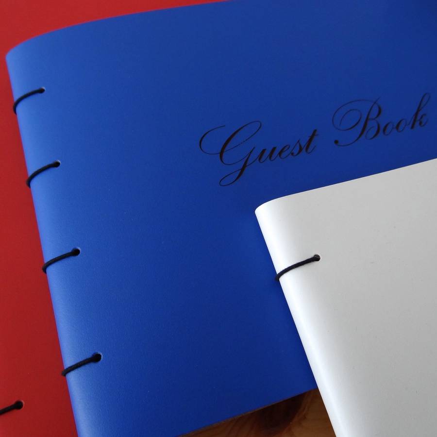 large engraved leather guest book by artbox