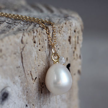 Teardrop Pearl And Diamond Necklace, 5 of 8