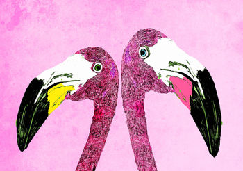 The Loved Up Flamingos Limited Edition Signed Print, 2 of 2