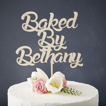 Personalised Baked By Wooden Cake Topper, 2 of 5