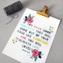 Floral Roald Dahl 'Good Thoughts' Quote Print, thumbnail 1 of 2