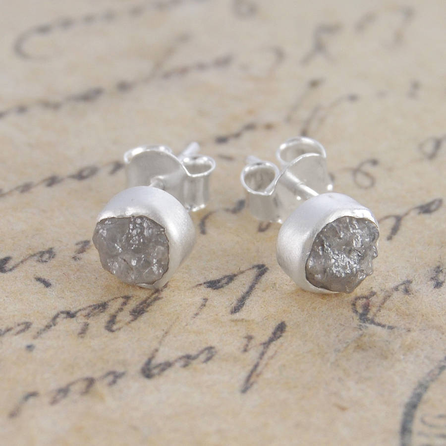 Rough Diamond Sterling Silver Stud Earrings, 1 of 6